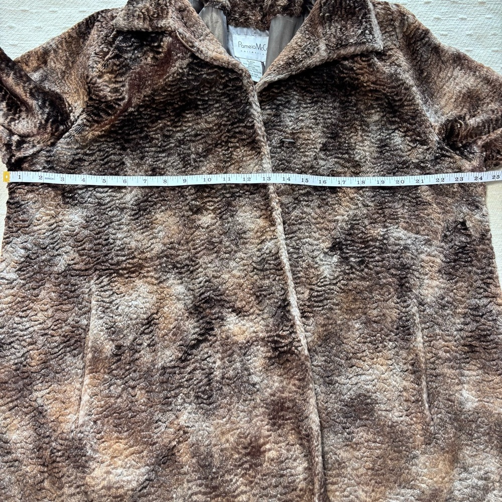 Pamela McCoy Vintage Woman Faux Fur Coat, Brown Size M - Picture 11 of 16
